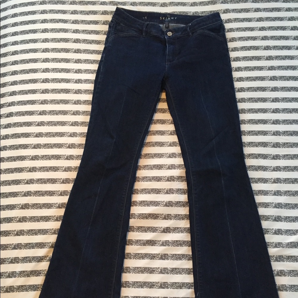 White House Black Market dark wash flares